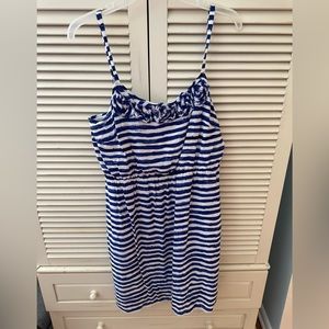 LOFT Outlet Blue and White Striped Spaghetti Strap Summer Dress. Size 14P
